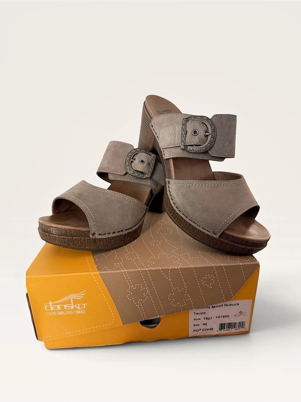 Dansko Ramona Milled Nubuck Wedge Sandals EU 40 Brown